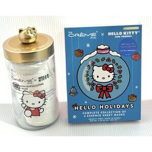 Hello Kitty Crème Shop Skincare Set Cotton Pads & 4pc Holiday Sheet Masks NEW